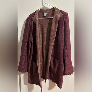 Chico's Red Cardigan Sweater with Plush Texture